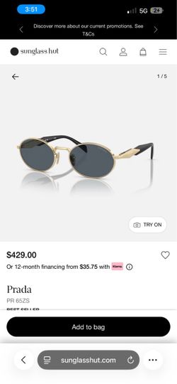 Prada PR 65ZS Oval Sunglasses