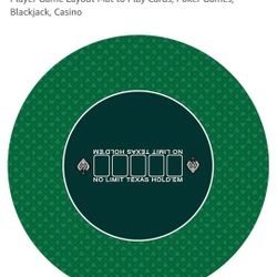New 23" Round Poker Mat for Texas Holdem | Portable Poker Table Top with Art Deco Layout Print 6-8 Player Game Layout Mat to Play Cards, Poker Games
