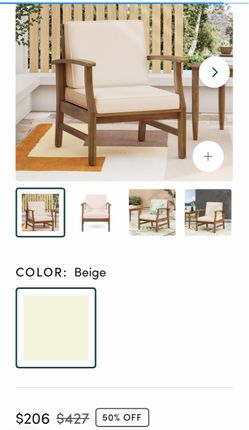 Outdoor Wood Armchair with Beige Cushions