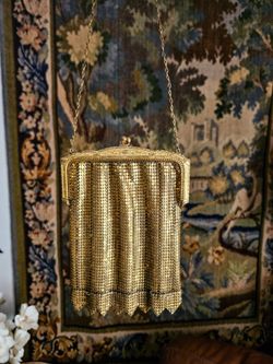 Vintage Gold Metal Mesh Evening Bag