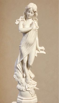 Large 32.6-Inch Hand-Carved White Marble Classical Female Sculpture – Approximately 80–100 lbs