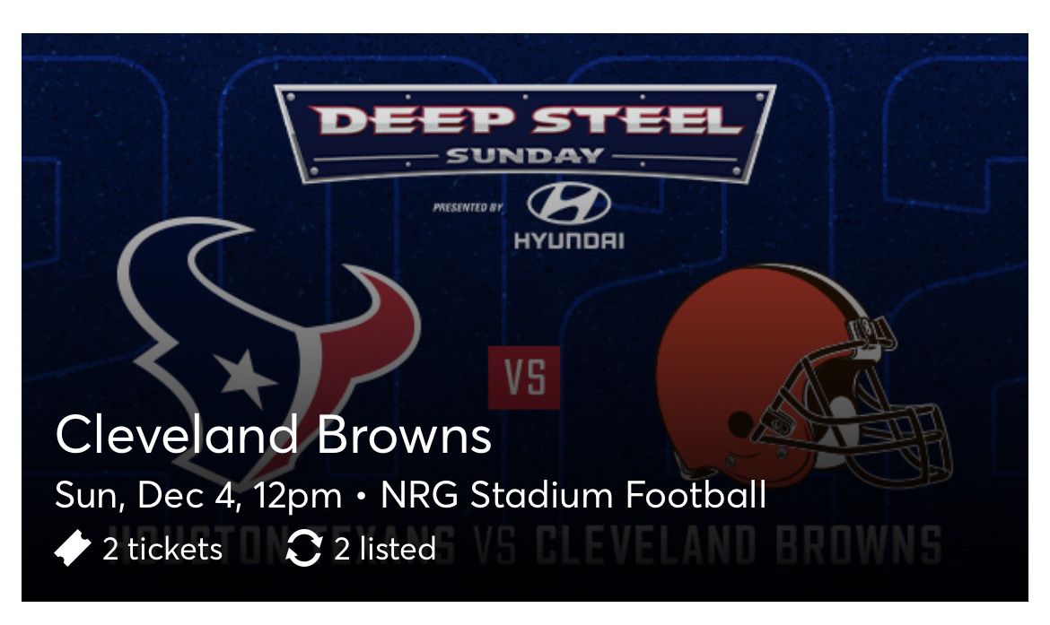 2 Texans vs Browns End zone $300