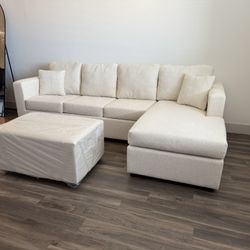 💥 Brand New Cream Sectionals With Free Ottoman  (happy Customer)