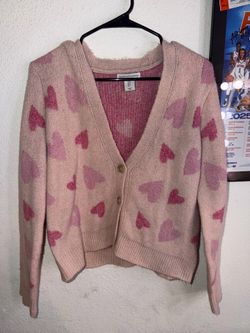 Pink hearts cashmere cardigan