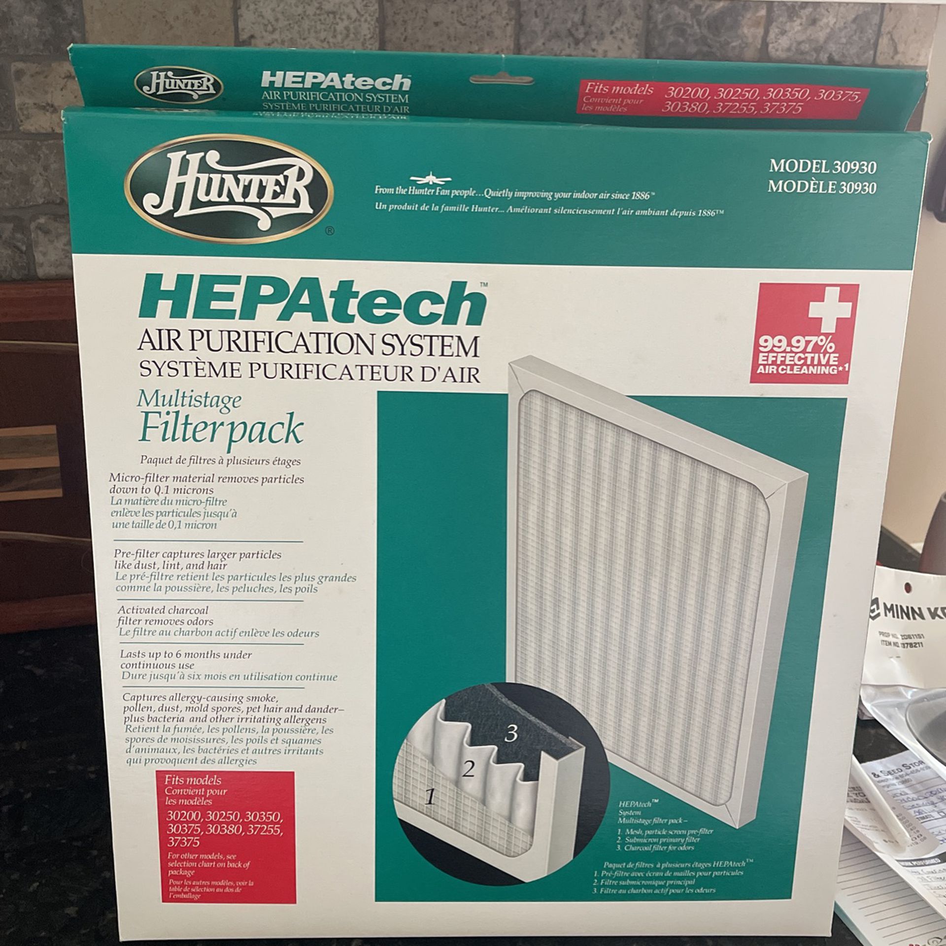Hunter HEPA Tech air Purification System Multistage Filterpack Set Of 2