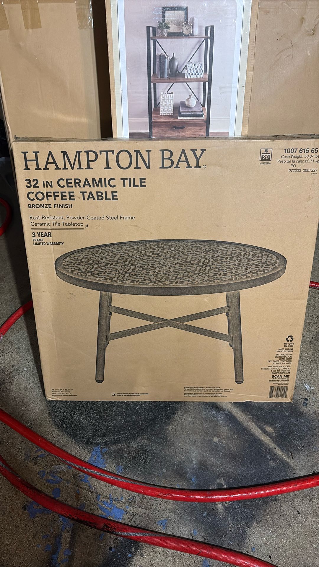 Hampton Bay Brand New 32 Inch Ceramic Tile Coffee Table