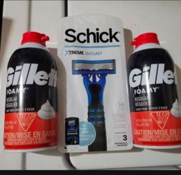 Schick Xtreme 4 Outlast Razor Schick Xtreme4 Disposable Razors Men, 3 Count & 2 Gillette Shave FOAM (11oz CANS) FOR $13/$13 Por Los 3