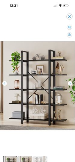 5 tier industrial style wood/metal shelf