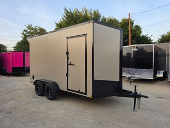 2027 New 7x14 TA Screwless Enclosed Trailer | Blackout | Spoiler Package | 7'6" Interior | .08 polycor | dexter axles | 1198 (TAN)