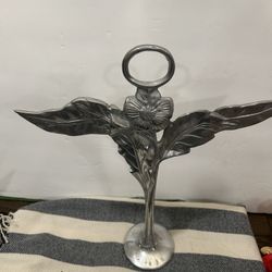 Mexican Pewter Towel Holder Art Nouveau Style 15”
