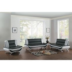 Veloce Black/Ivory Sofa and Loveseat
