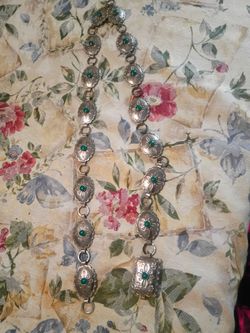 Native American silver belt with turquoise