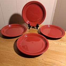Set of 4 Mainstays Burgundy 8" Bread / Sandwich Plates
