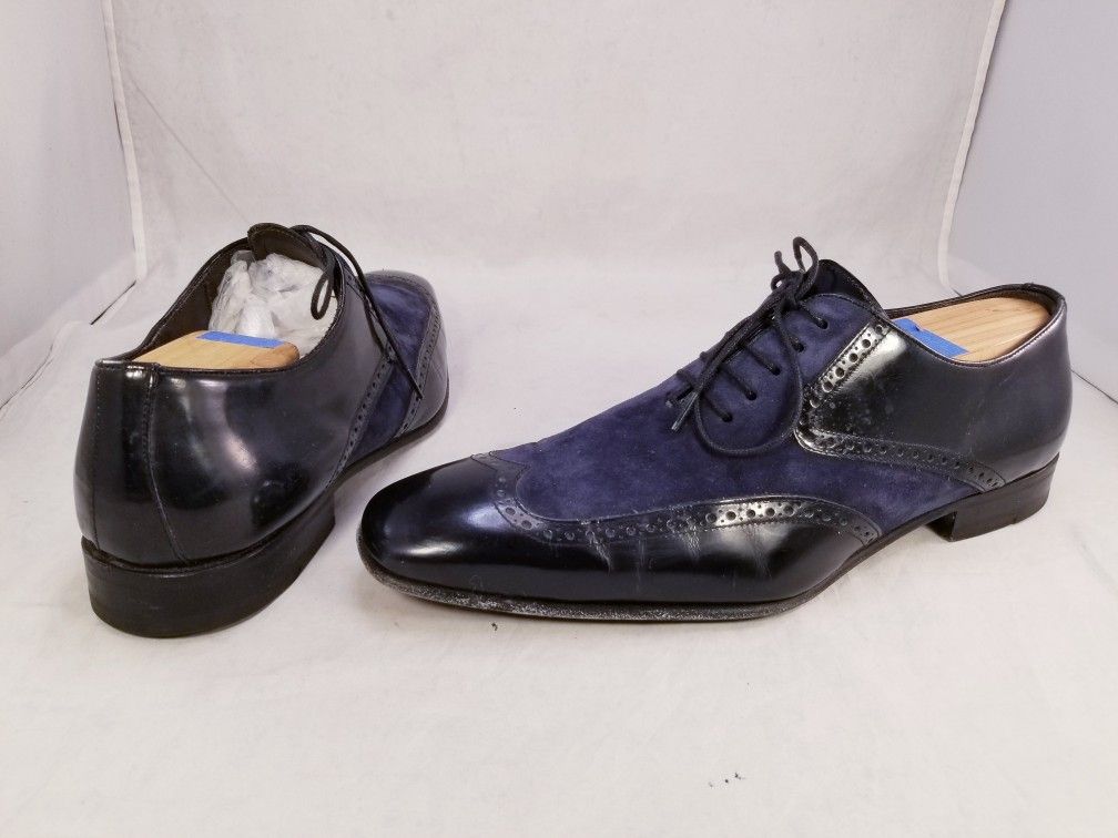 MEZLAN ZORBA DESIGNER MEN SHOES WINGTIP OXFORDS PATENT LEATHER BLUE SIZE 9.5 M * MEZLAN ZORBA DESIGNER MEN SHOES WINGTIP OXFORDS PATENT  main image 4