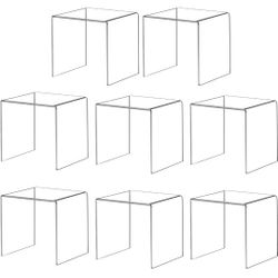 New Acylic Riser Square Display Stand For Cupcakes,Amiibo Funko Pop Figures, Dessert, Jewelry, Arts and Crafts (Clear, 8P-6INCH)