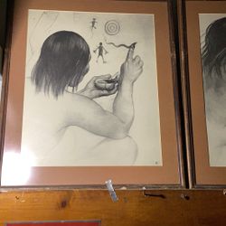 Original Charcoal Sketches By Robert Caples Signed 