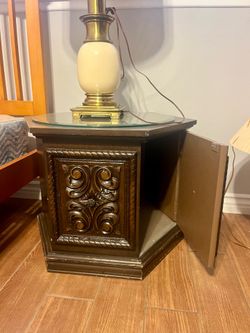 Wood nighstand with storage