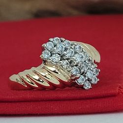 ❤️10k Size 6.75 Beautiful Solid Yellow Gold Cubic Zirconia Pattern Ring!/ Anillo de Oro con Circonita Cúbica! 👌🎁Post Tags: 10k 14k