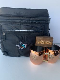 NEW San Jose Sharks cooler and Moscow mule cups