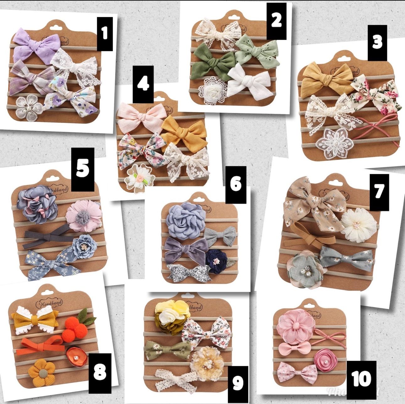 Set de Diademas elásticas para Baby girls Packing 5pcs.