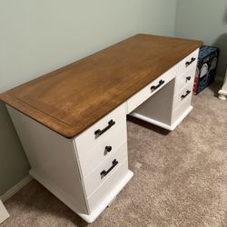 Wooden Desk And Matching Nightstand 