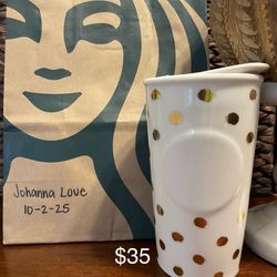 Starbucks Gold Polka Dot