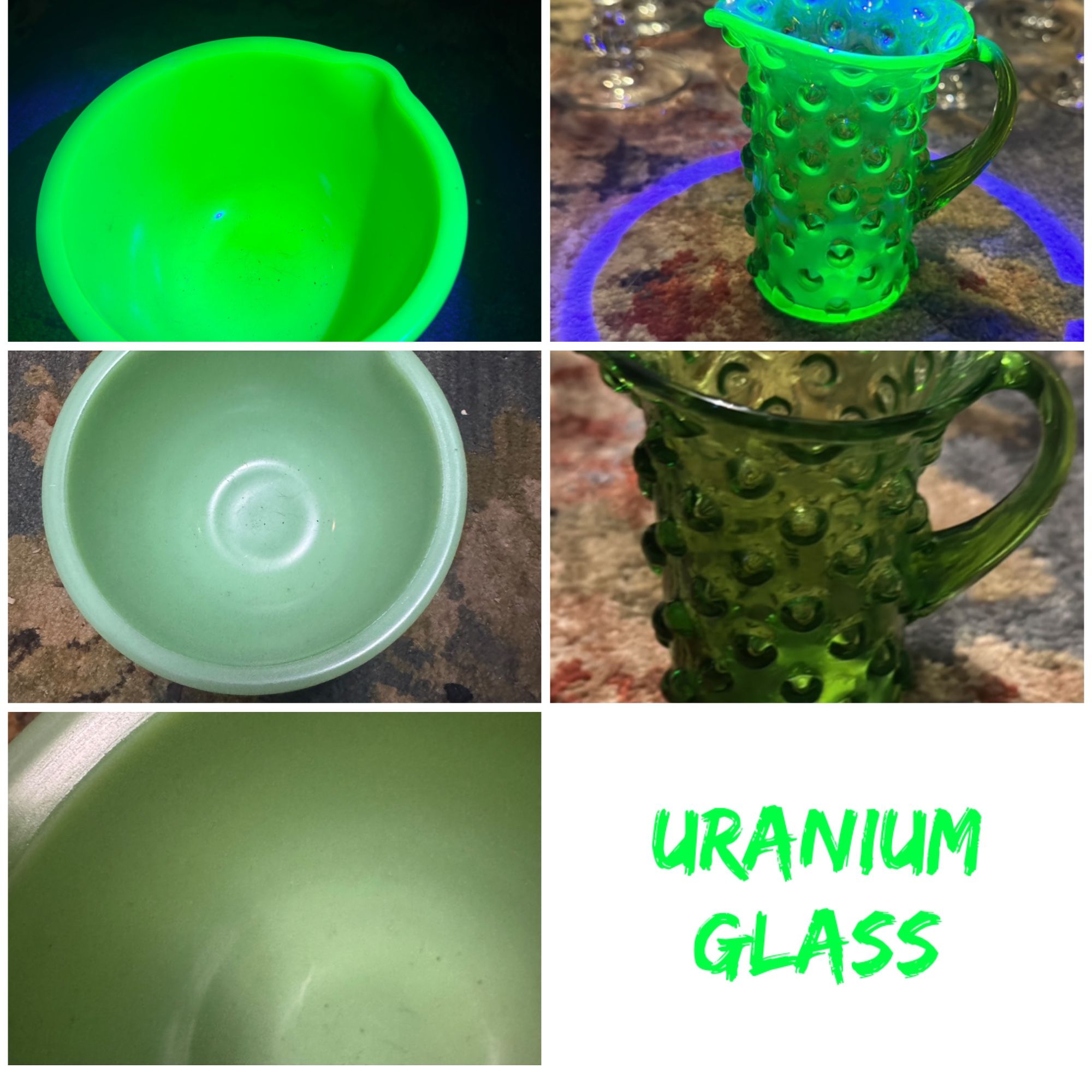 3 Vintage Neon Uranium Dishes