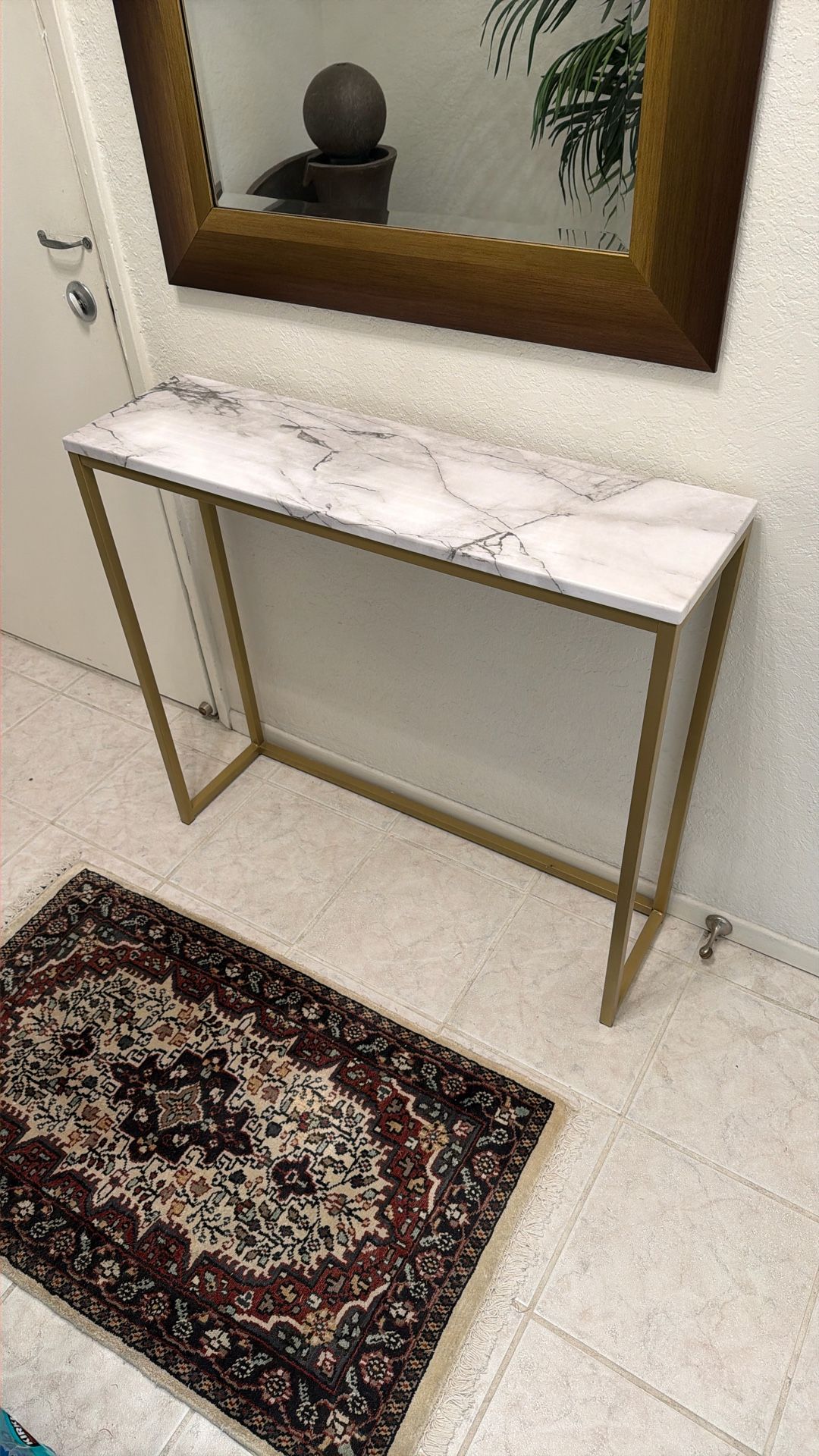 36” Faux Marble Modern Entryway / Sofa Console Table