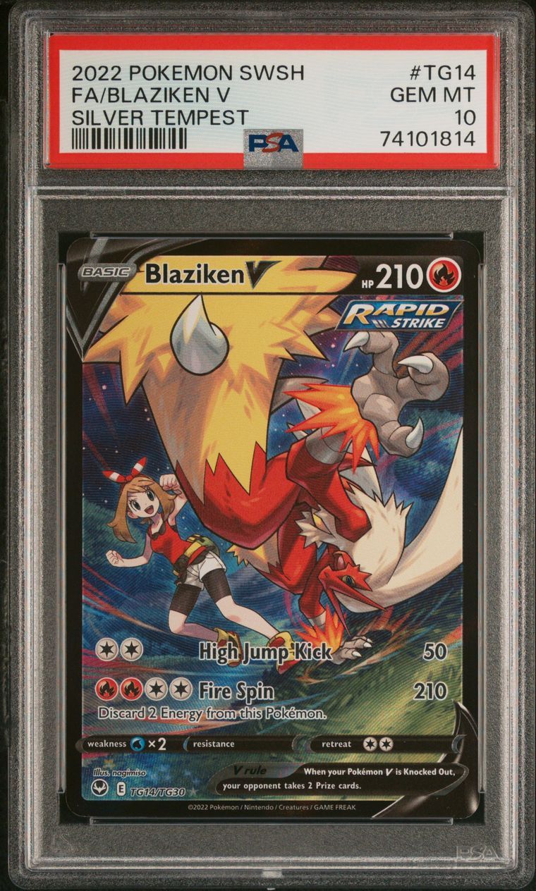 PSA 10 Blaziken V #TG14/TG30 Silver Tempest Pokemon Card Alt Art 2022 GEM MINT