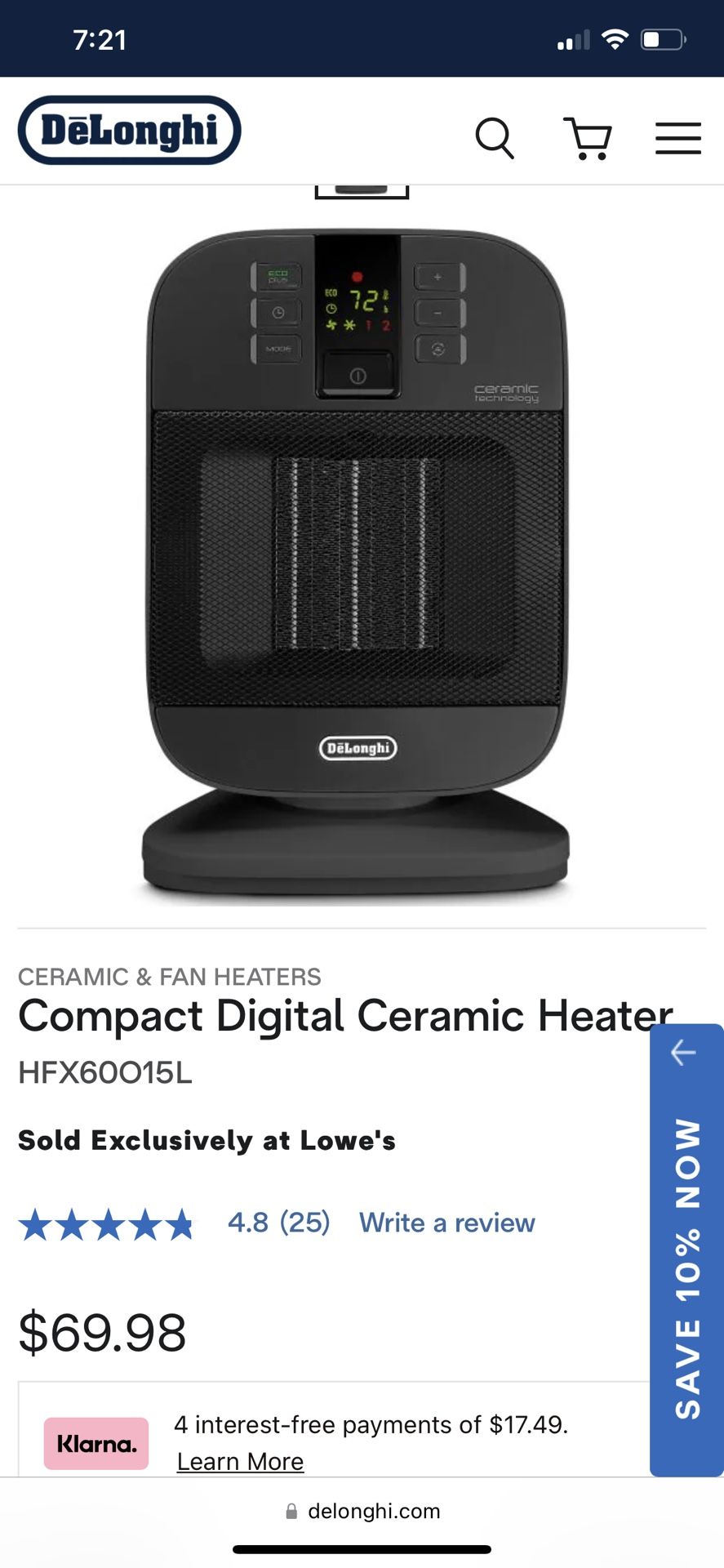 DeLonghi HFX60O15L 1500 Watt Ceramic Electric Space Heater for Sale in Los  Angeles, CA - OfferUp