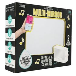 Love Ellie Brigette Fogless Shower Mirror with Lights & Bluetooth Speaker White Finish Suction Cup Mount