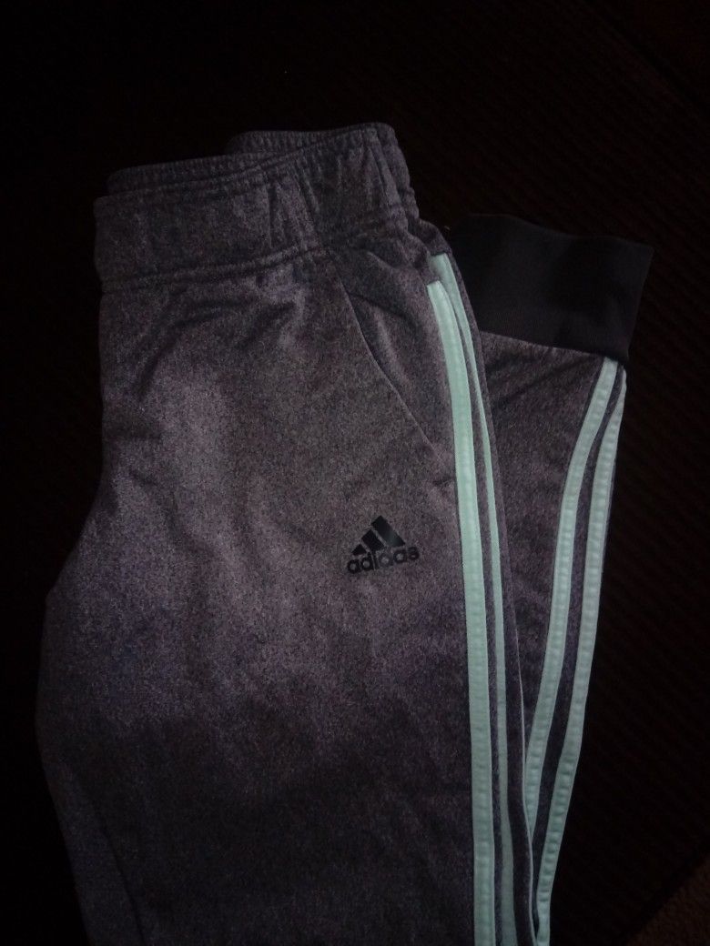 Adidas Grey with Mint Stripe Athletic Pants
