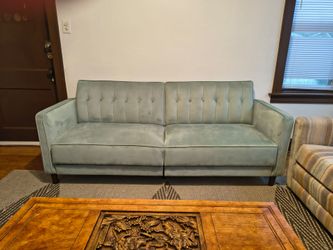 Mid-Century Modern Tufted Velvet Sofa