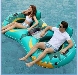 Jasonwell Inflatable River Tube Float - 2 Person Heavy Duty Pool Float with Removable Cooler