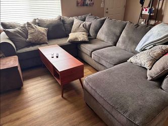 Free Delivery! Gray Sectional Couch Sofa Chaise Foot Rest Ottoman