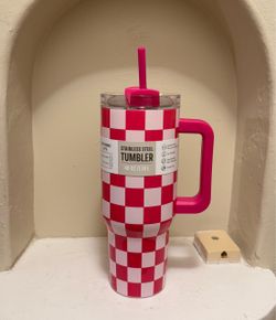Pink 40 oz Stainless Steel Tumbler With Handle