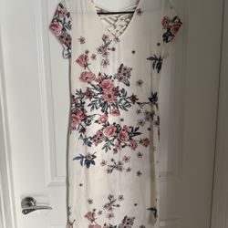 Dress, Long, White Floral, Large