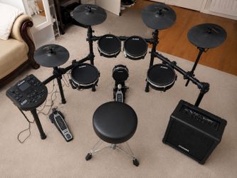 Alesis Surge Mesh Electronic Drum Set Full Expanded Kit w/Donner Drum Amp 2Stools Pedals