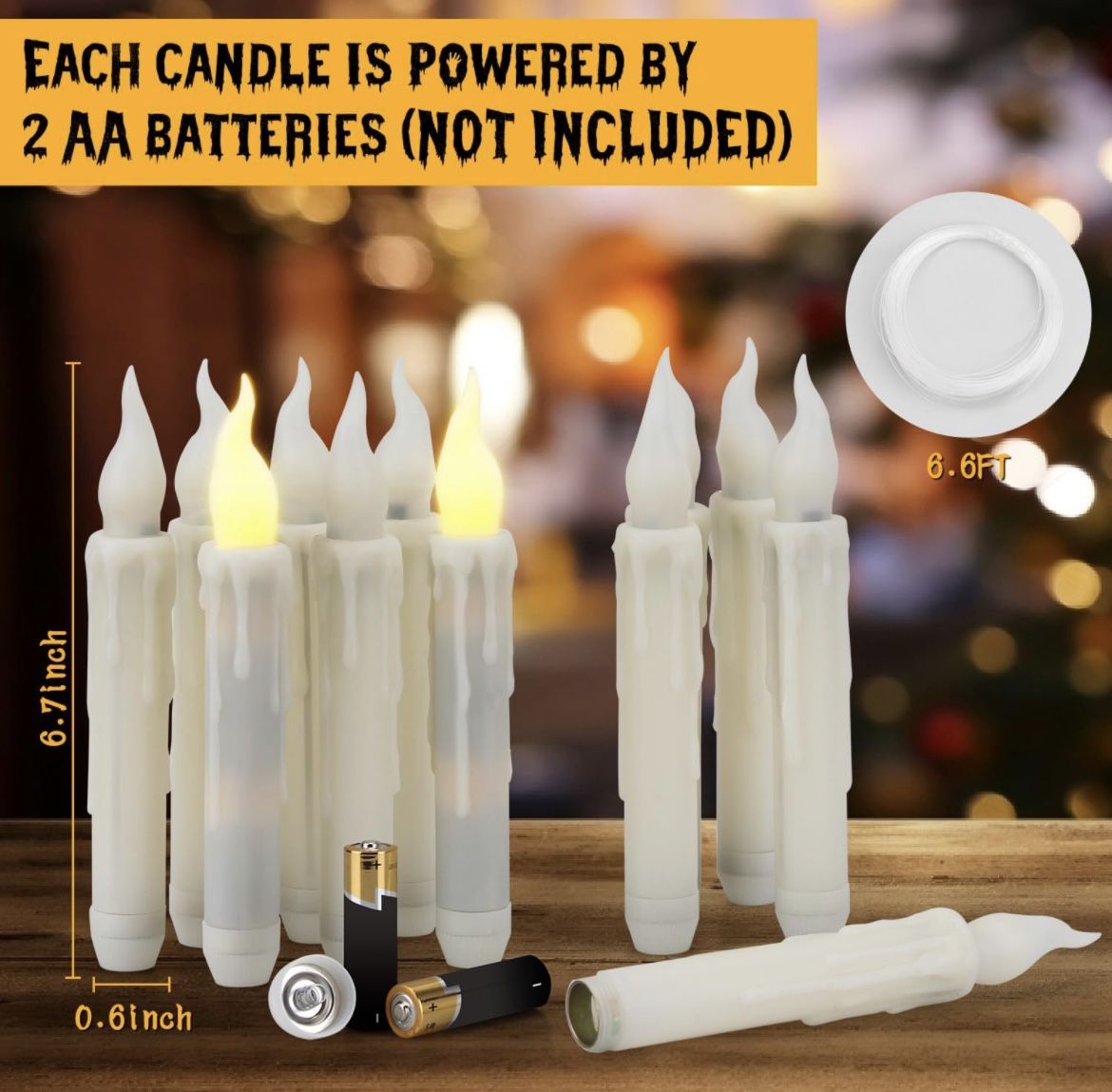 Halloween Decorations Floating Candles, 12 Pcs Flameless Candles Flickering Warm Light