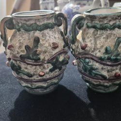 Vintage Italian ceramic vase Fratelli Fanciullacci: mid-century floral decoration