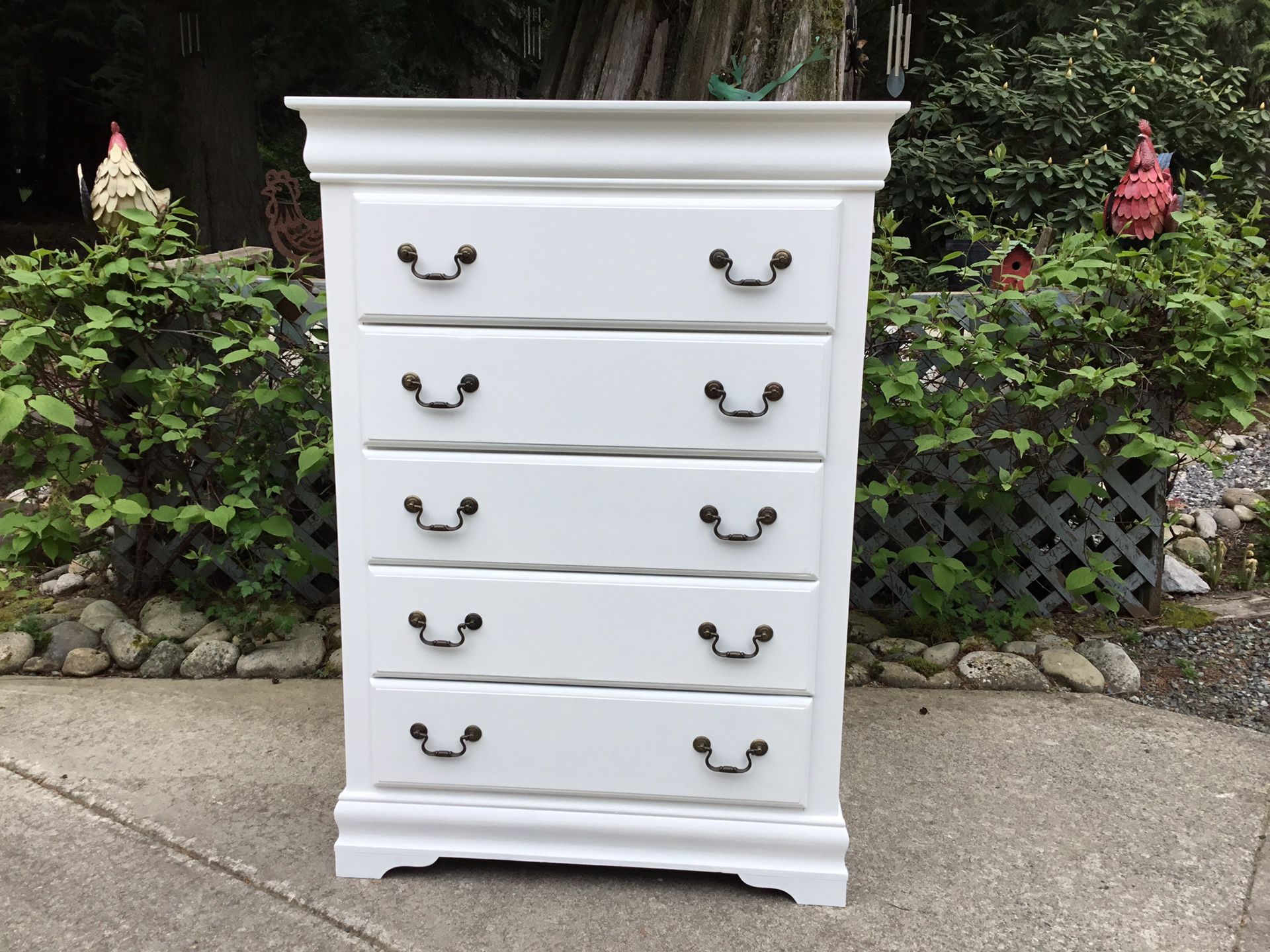 Refinished  White  5 Drawer Dresser