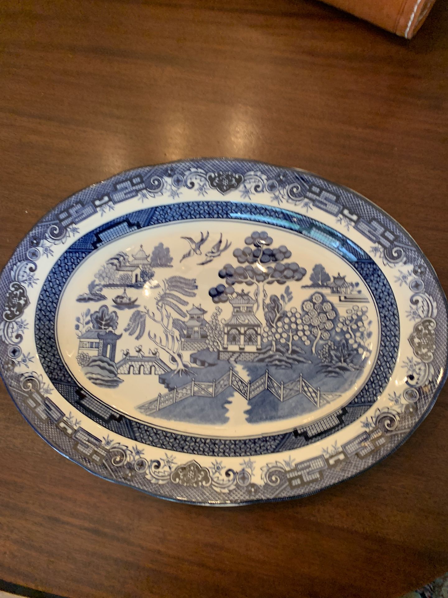 Large Vintage Blue Willow Platter