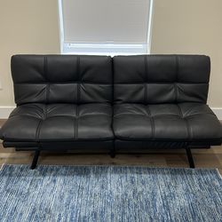 Modern Black Convertible Futon Sofa Bed