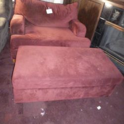 burgundy chair and ottoman
