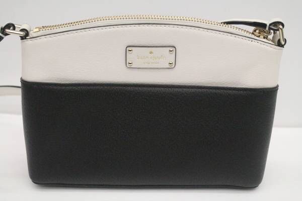 Kate Spade Purse Crossbody Shoulder Bag Pouch Black White Pebbled