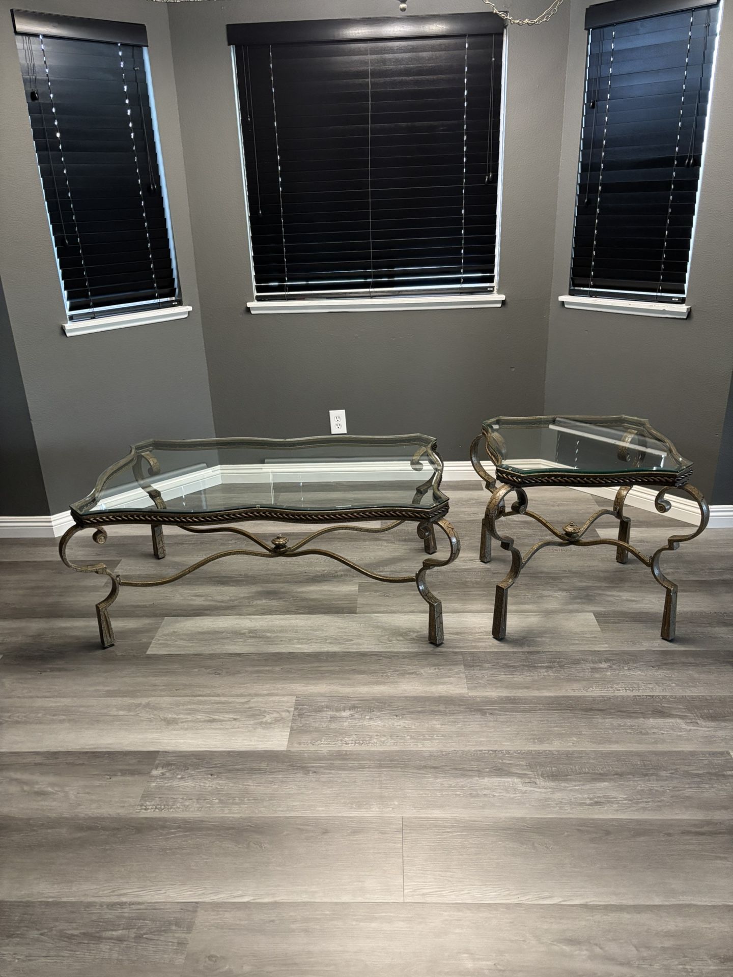 Matching Glass Coffee Table And Side Table
