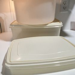 Vintage Round Large Rubbermaid Serving’s Saver Cake Keeper Container  3 pieces 