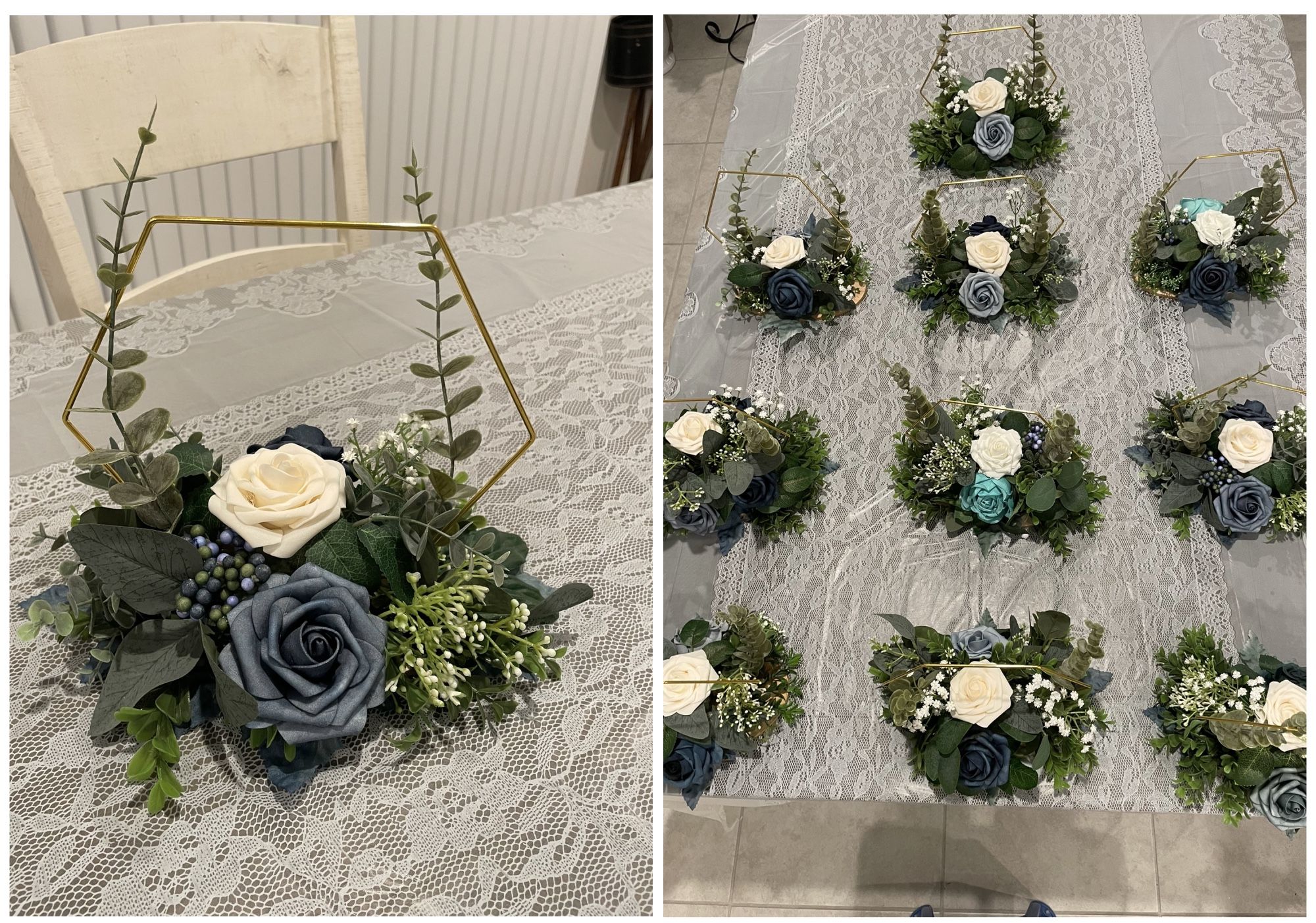 Dusty Blue Center Pieces