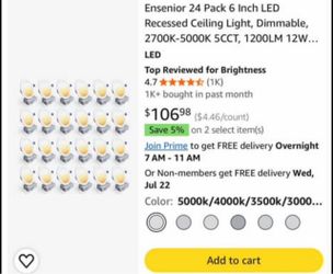 Ensenior 24 Pack 6 Inch LED Recessed Lights