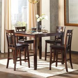 Counter-Height Dining Set — Table + 4 Stools — Espresso — $275 OBO